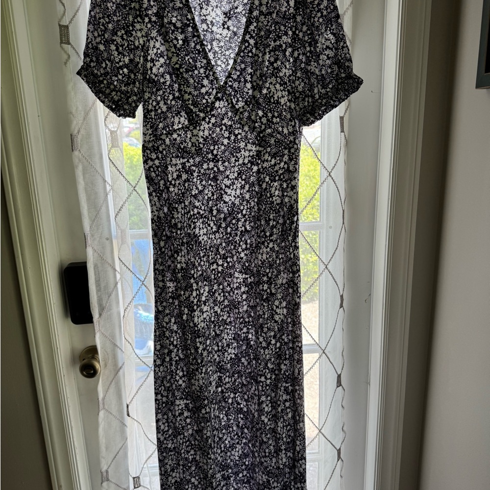 A New Day navy and White Floral Midi Dress